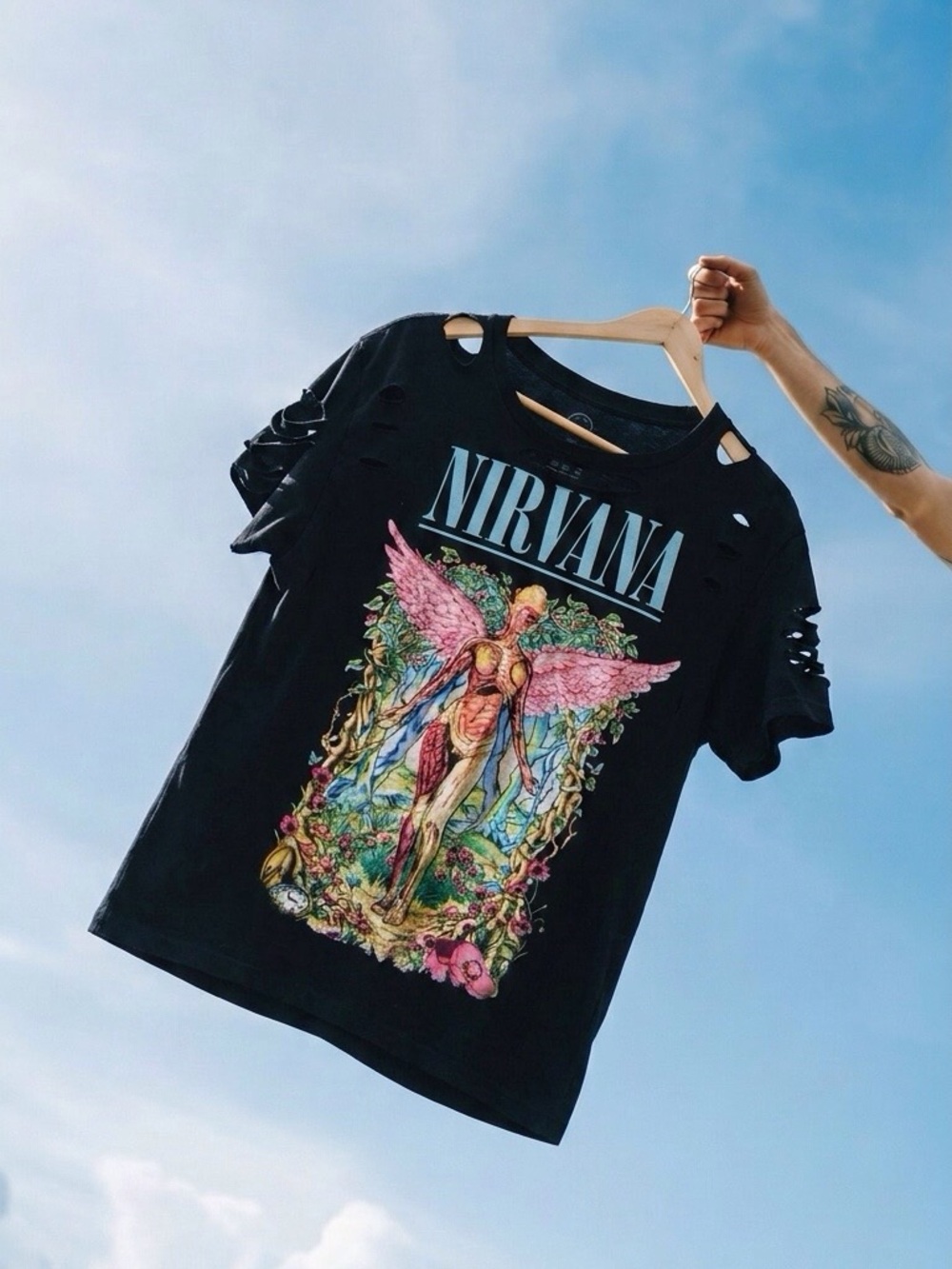 NIRVANA Black Tee Anatomical Angel Graphic Tee In Utero – Size M